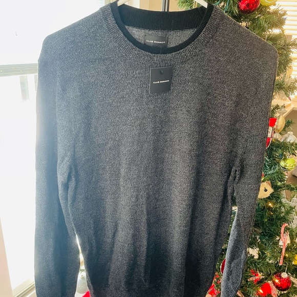 CLUB MONACO Merino Wool UNISEX Sweater in CHARCOAL - Size SMALL